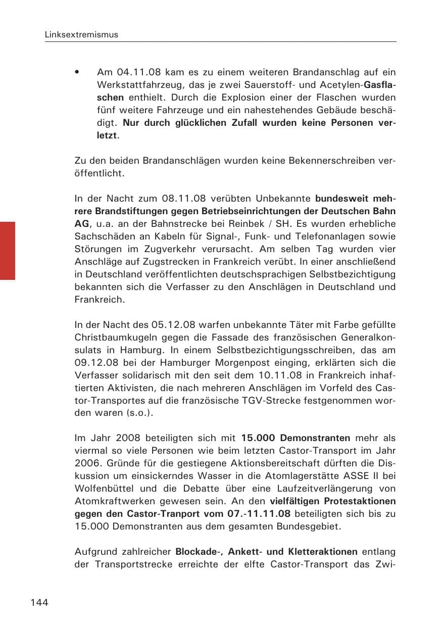 Seite 146 des Verfassungsschutzbericht 2008 Hamburg