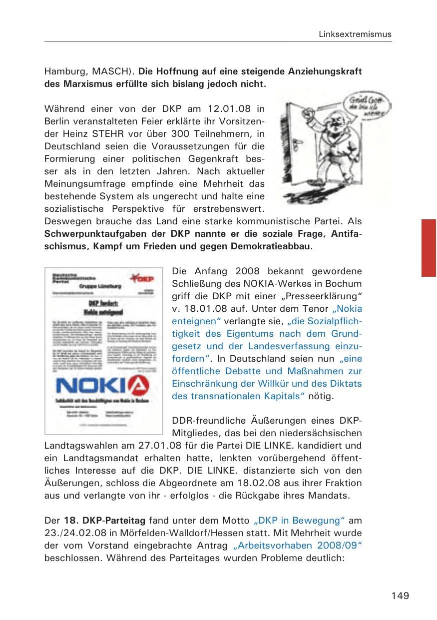 Seite 151 des Verfassungsschutzbericht 2008 Hamburg