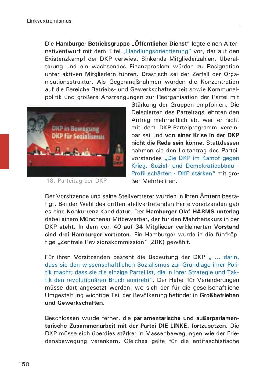 Seite 152 des Verfassungsschutzbericht 2008 Hamburg