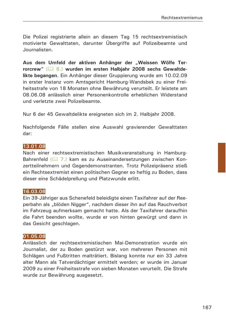 Seite 169 des Verfassungsschutzbericht 2008 Hamburg