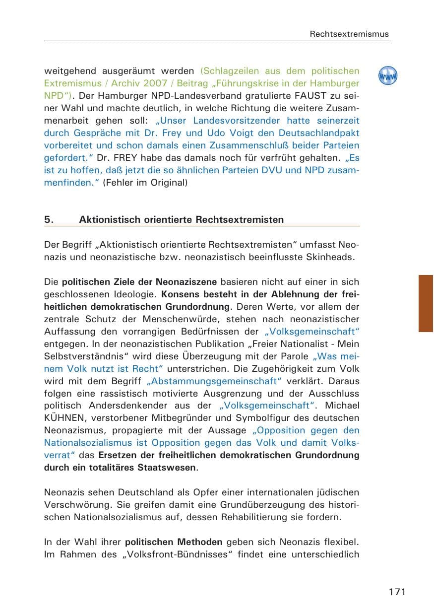 Seite 173 des Verfassungsschutzbericht 2008 Hamburg