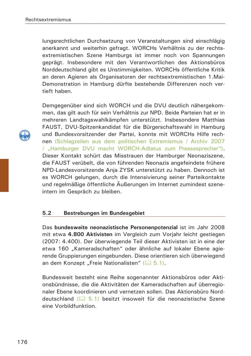 Seite 178 des Verfassungsschutzbericht 2008 Hamburg