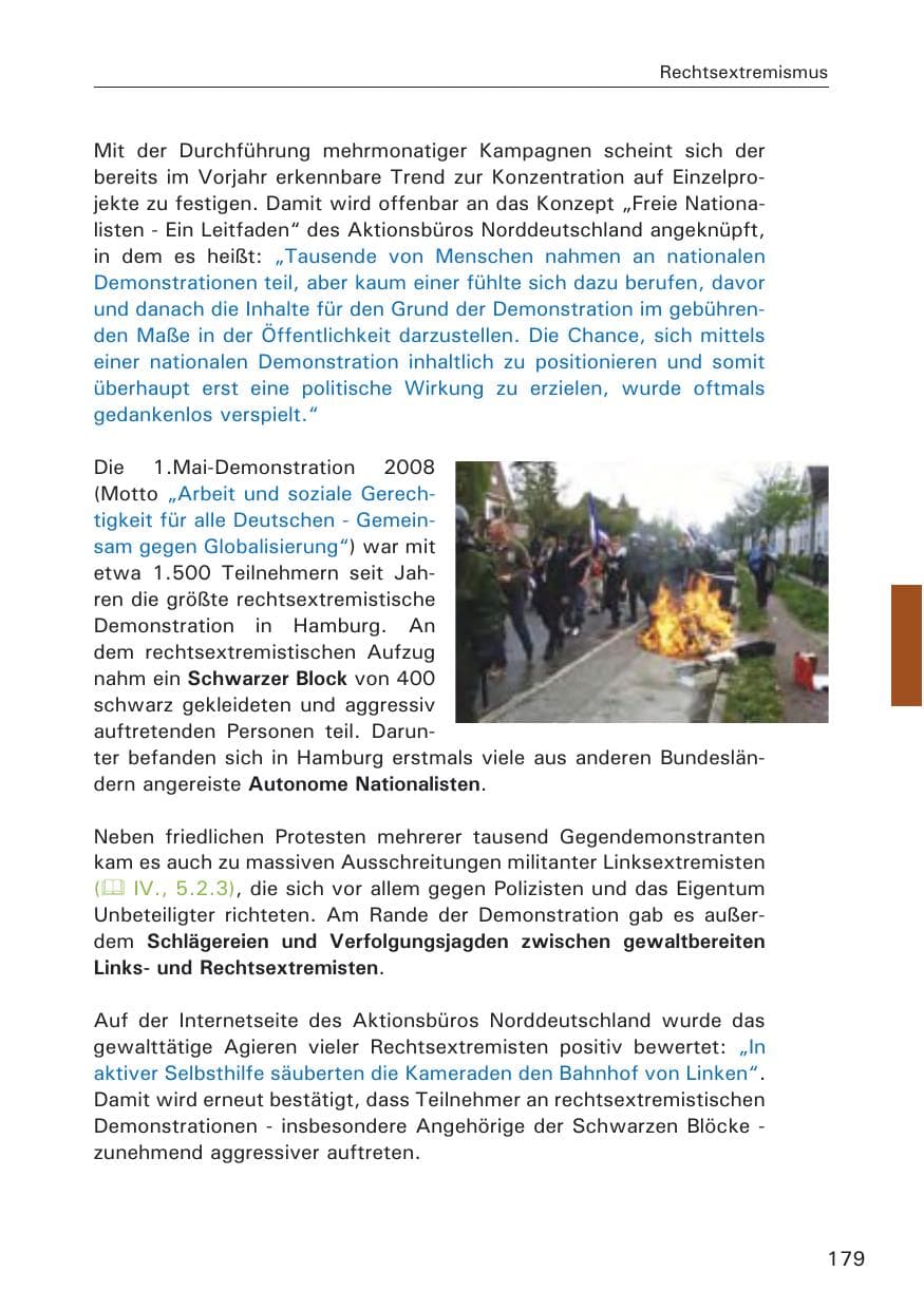 Seite 181 des Verfassungsschutzbericht 2008 Hamburg