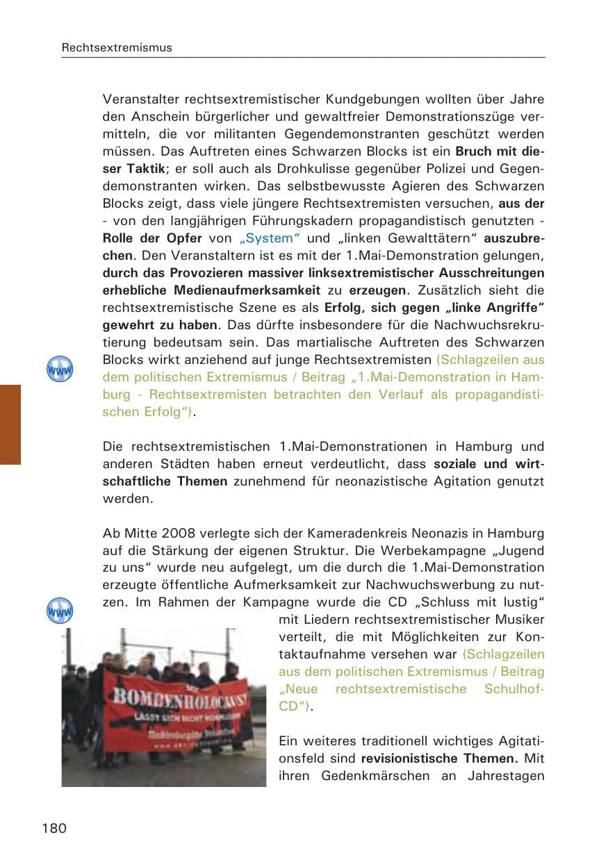 Seite 182 des Verfassungsschutzbericht 2008 Hamburg