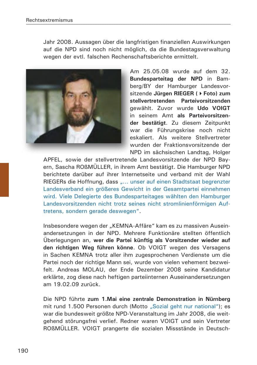 Seite 192 des Verfassungsschutzbericht 2008 Hamburg