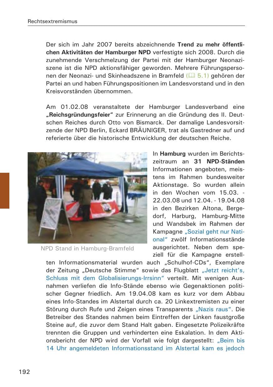 Seite 194 des Verfassungsschutzbericht 2008 Hamburg