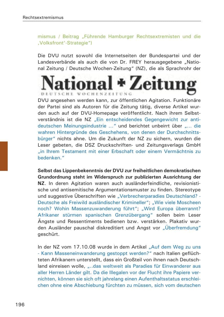 Seite 198 des Verfassungsschutzbericht 2008 Hamburg