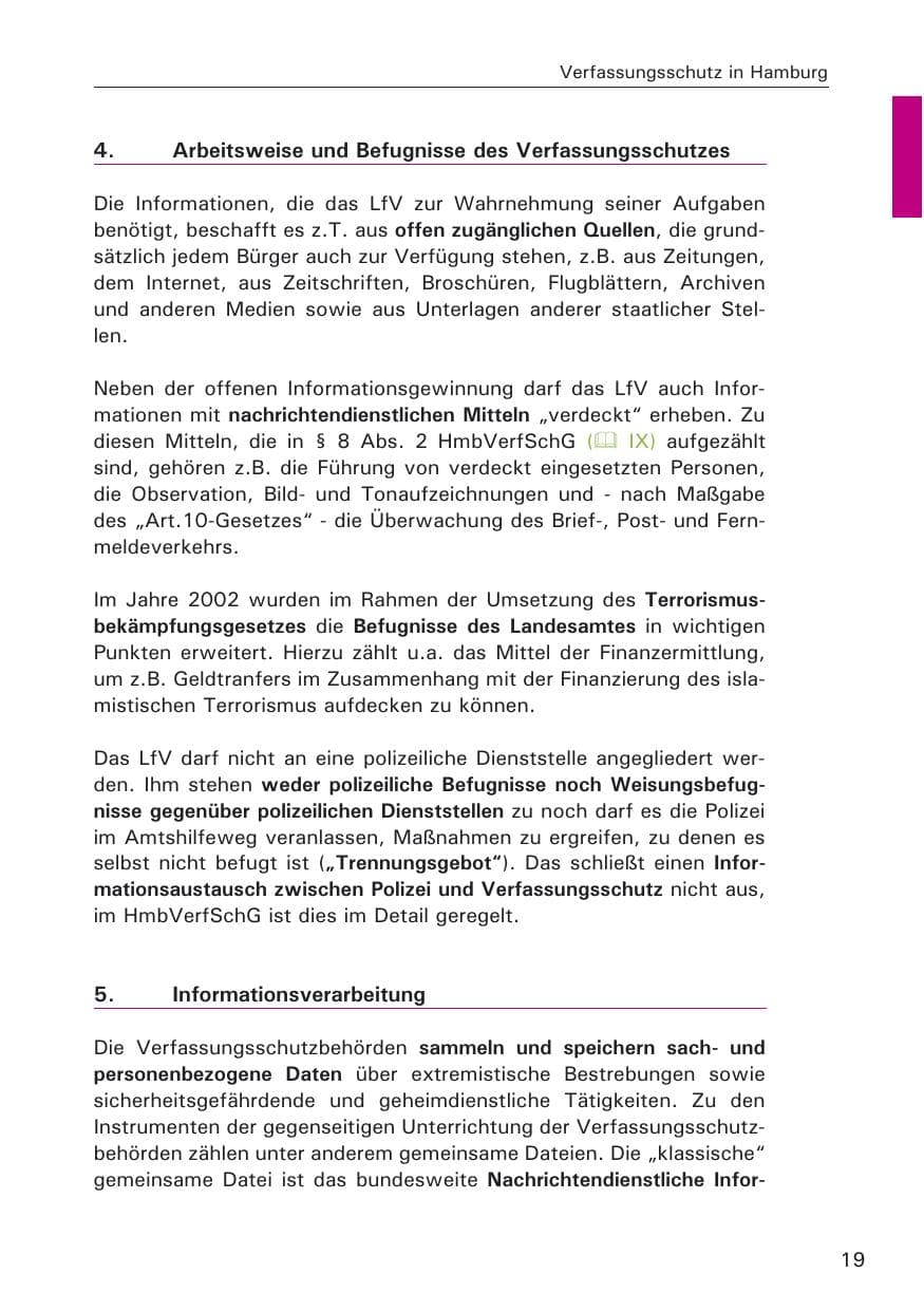 Seite 21 des Verfassungsschutzbericht 2008 Hamburg