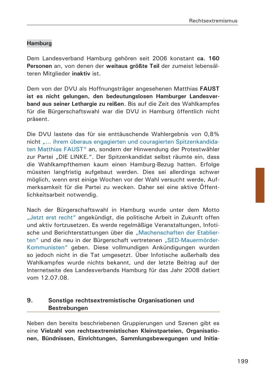 Seite 201 des Verfassungsschutzbericht 2008 Hamburg