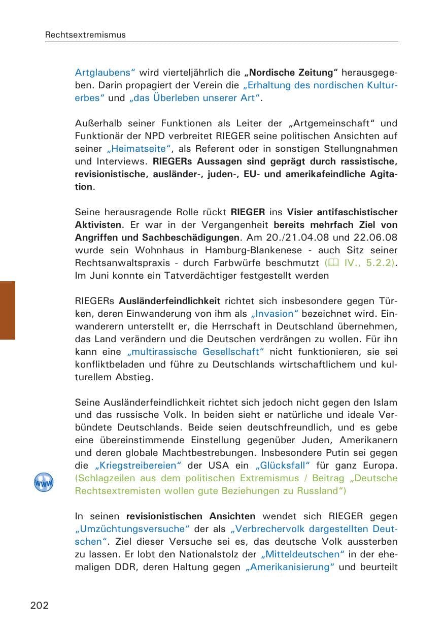 Seite 204 des Verfassungsschutzbericht 2008 Hamburg