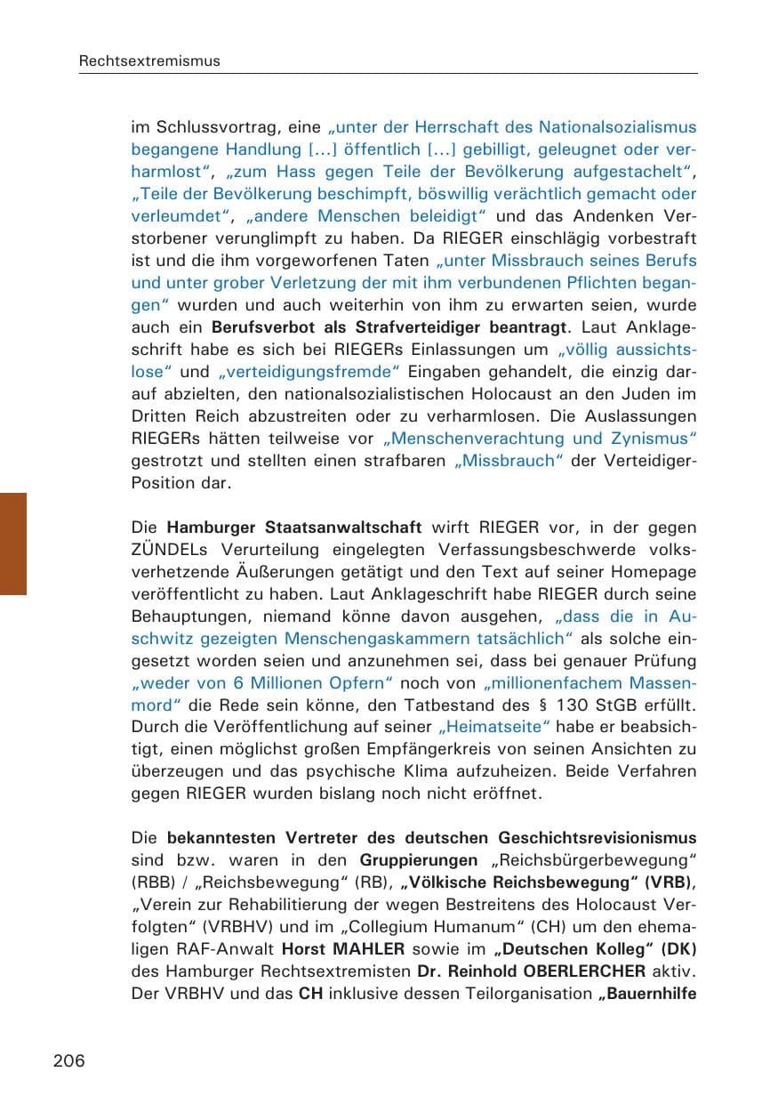 Seite 208 des Verfassungsschutzbericht 2008 Hamburg