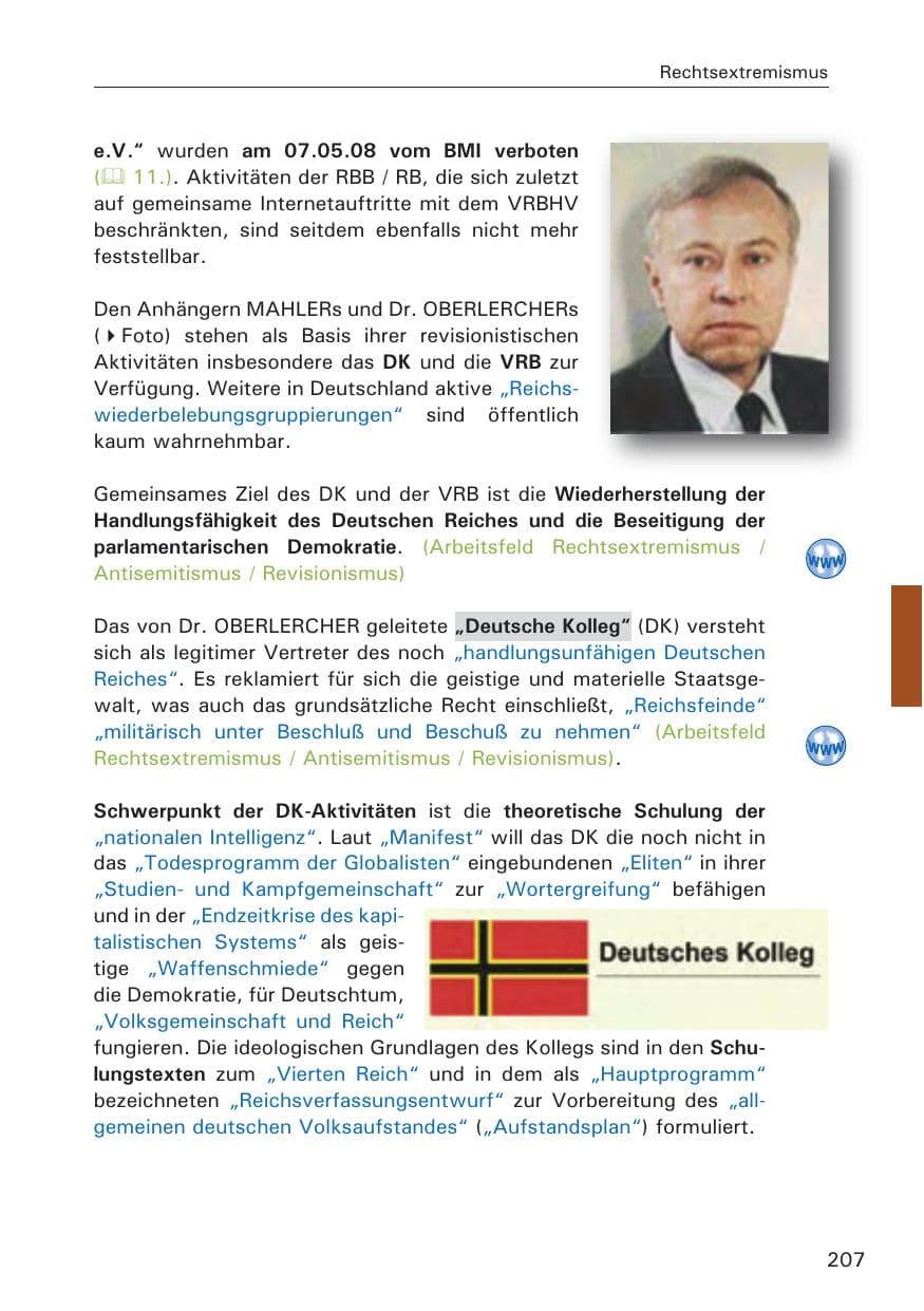 Seite 209 des Verfassungsschutzbericht 2008 Hamburg