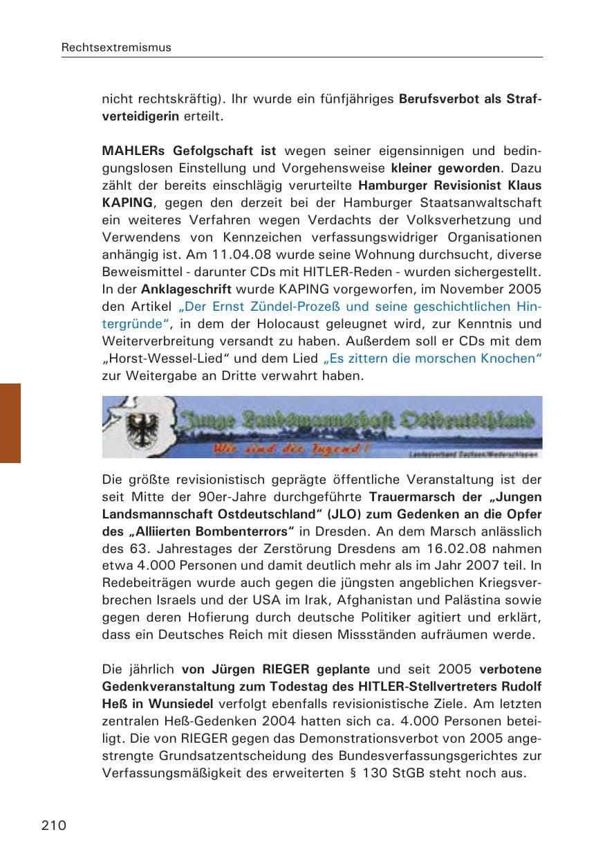 Seite 212 des Verfassungsschutzbericht 2008 Hamburg