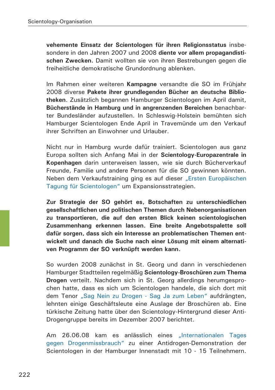 Seite 224 des Verfassungsschutzbericht 2008 Hamburg