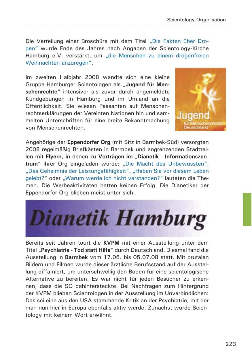 Seite 225 des Verfassungsschutzbericht 2008 Hamburg