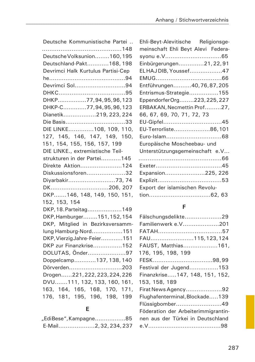 Seite 289 des Verfassungsschutzbericht 2008 Hamburg