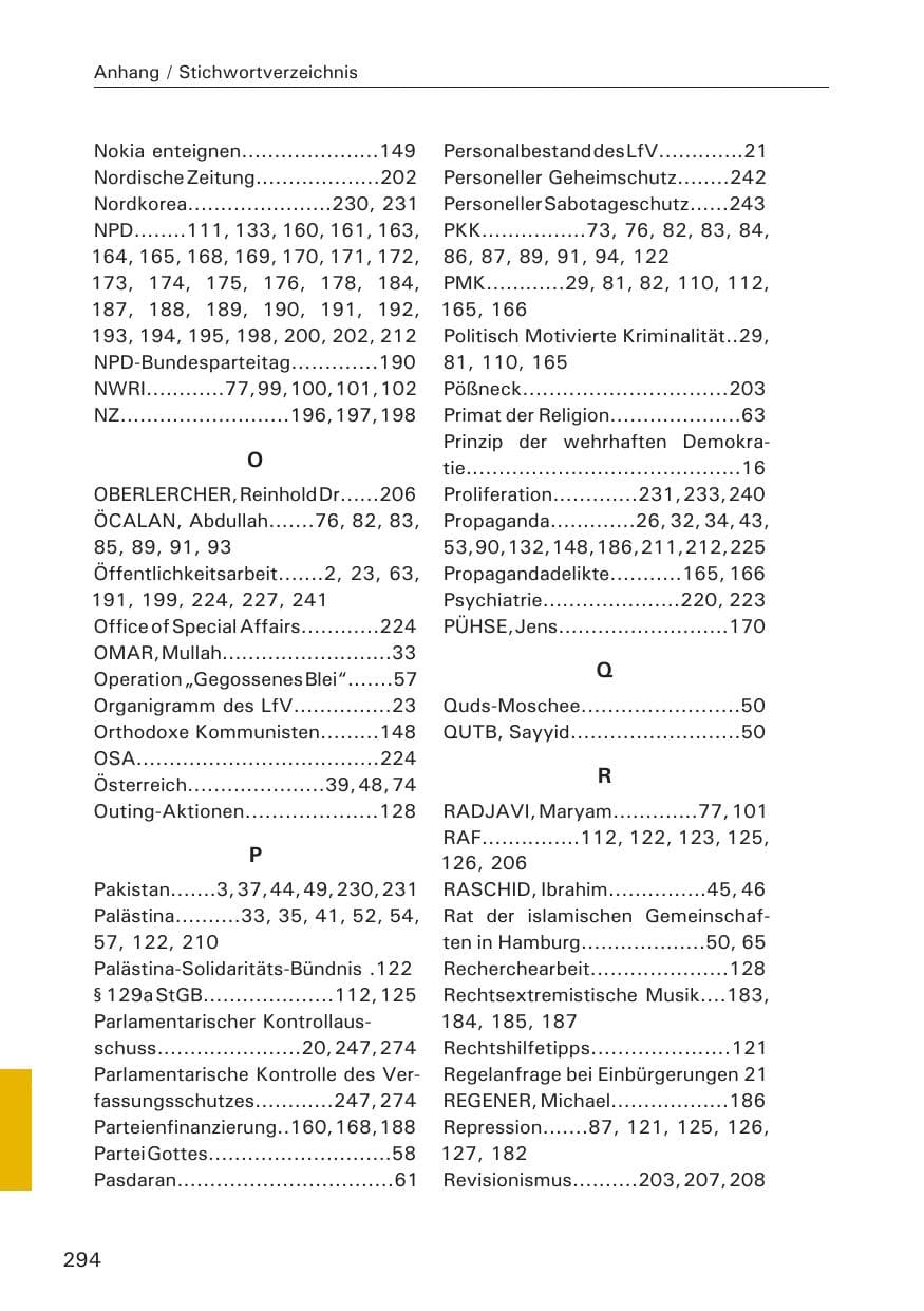 Seite 296 des Verfassungsschutzbericht 2008 Hamburg