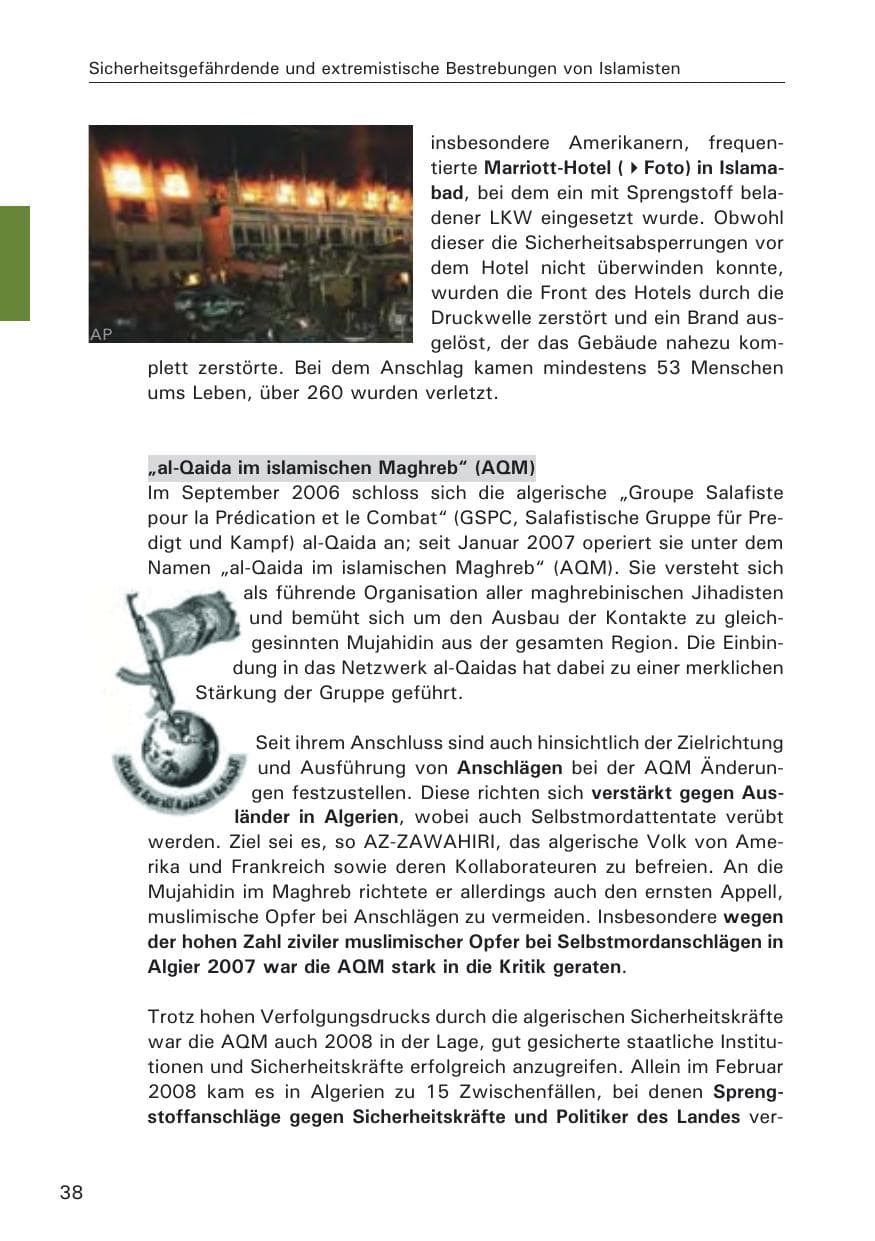 Seite 40 des Verfassungsschutzbericht 2008 Hamburg