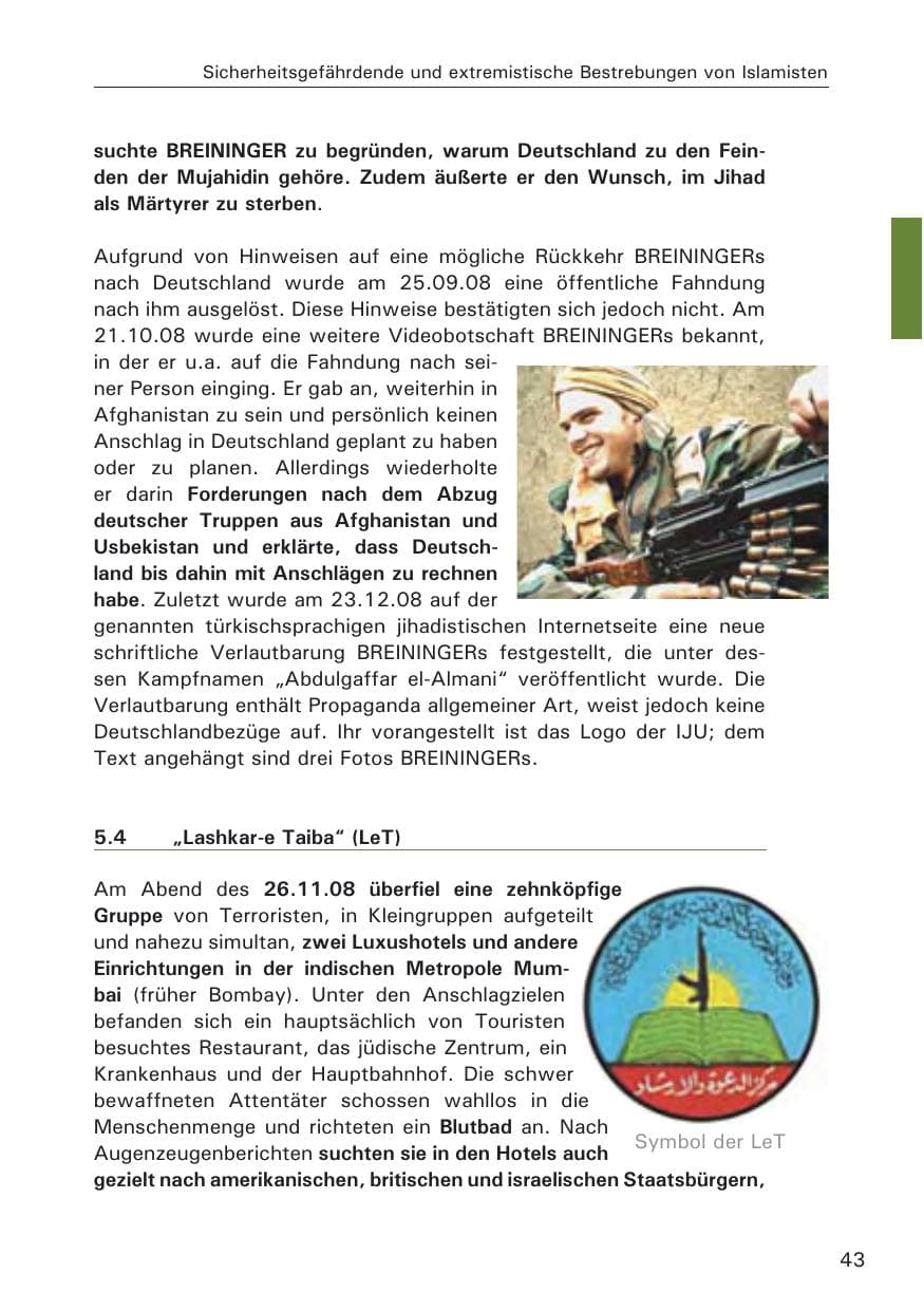 Seite 45 des Verfassungsschutzbericht 2008 Hamburg