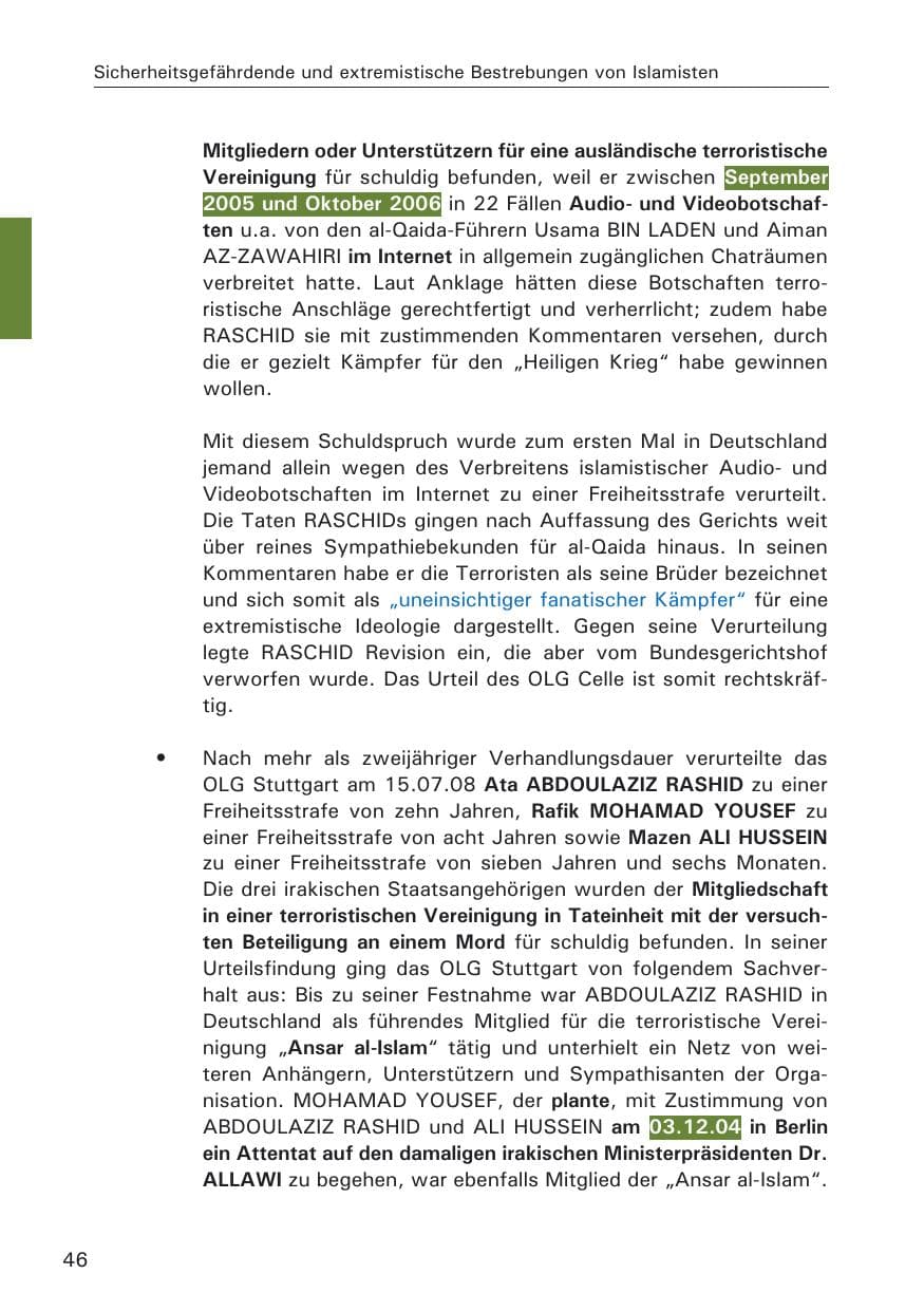 Seite 48 des Verfassungsschutzbericht 2008 Hamburg