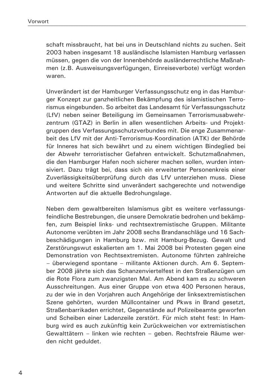 Seite 6 des Verfassungsschutzbericht 2008 Hamburg