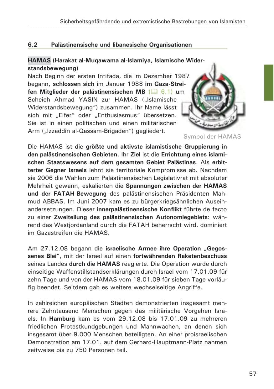 Seite 59 des Verfassungsschutzbericht 2008 Hamburg
