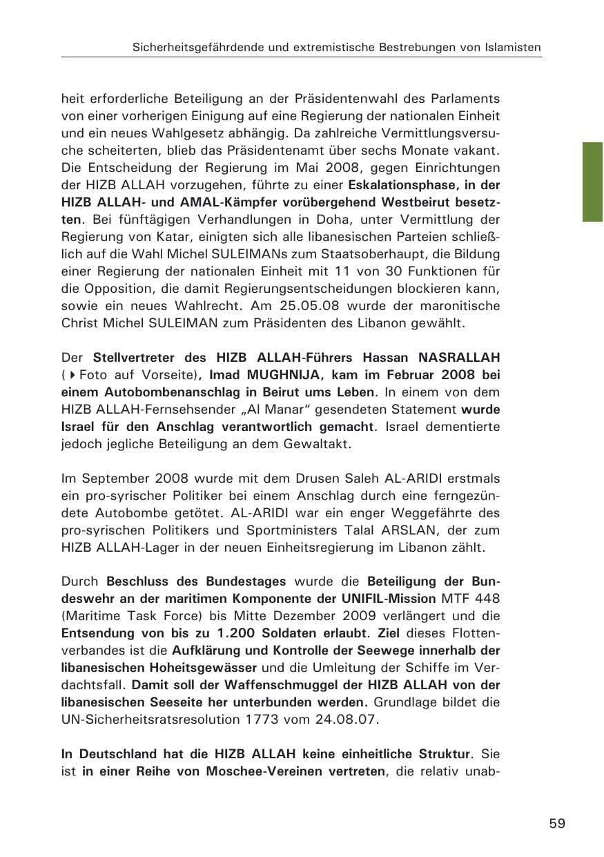 Seite 61 des Verfassungsschutzbericht 2008 Hamburg