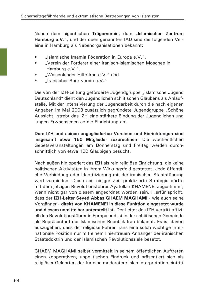 Seite 66 des Verfassungsschutzbericht 2008 Hamburg