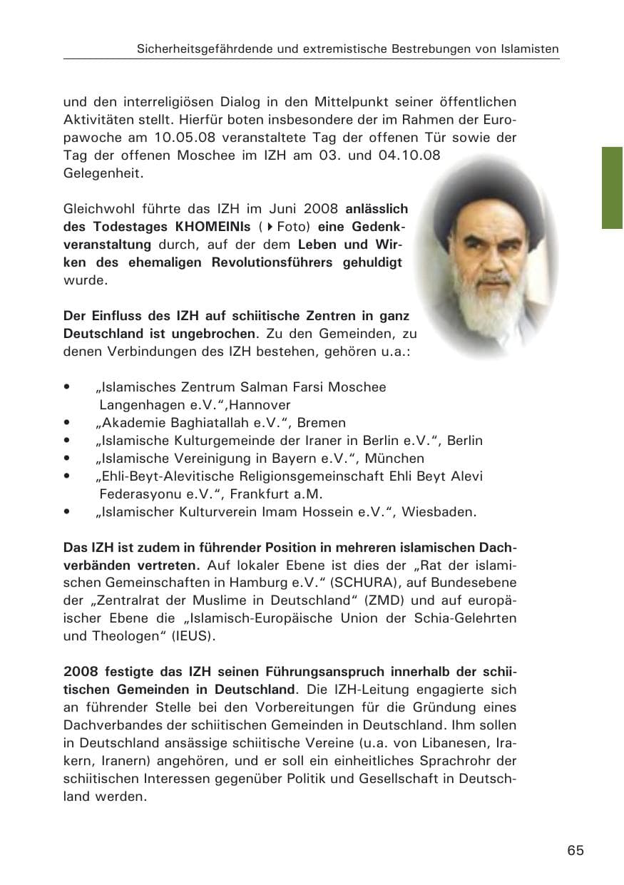 Seite 67 des Verfassungsschutzbericht 2008 Hamburg