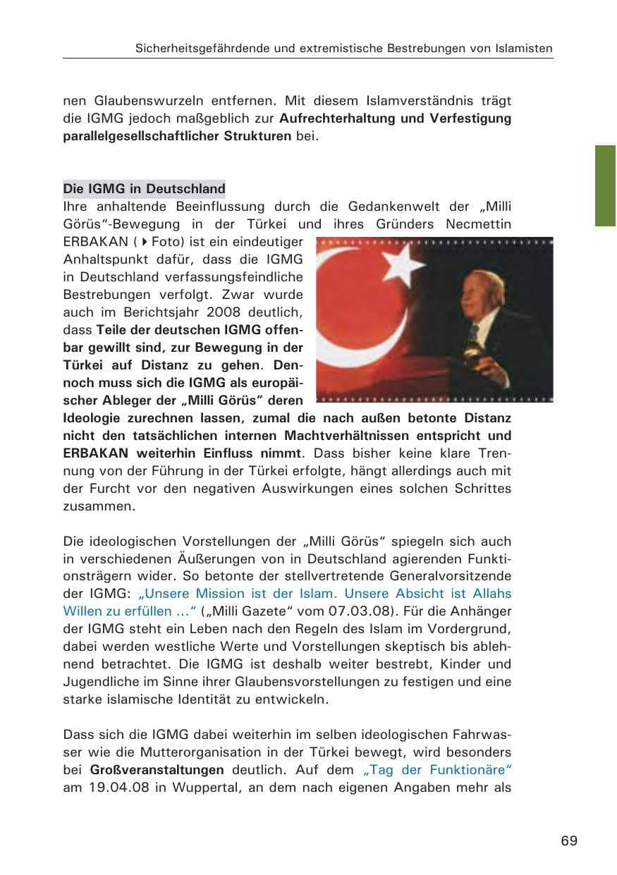 Seite 71 des Verfassungsschutzbericht 2008 Hamburg