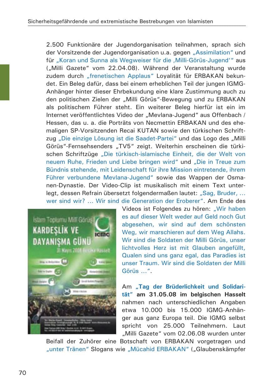 Seite 72 des Verfassungsschutzbericht 2008 Hamburg