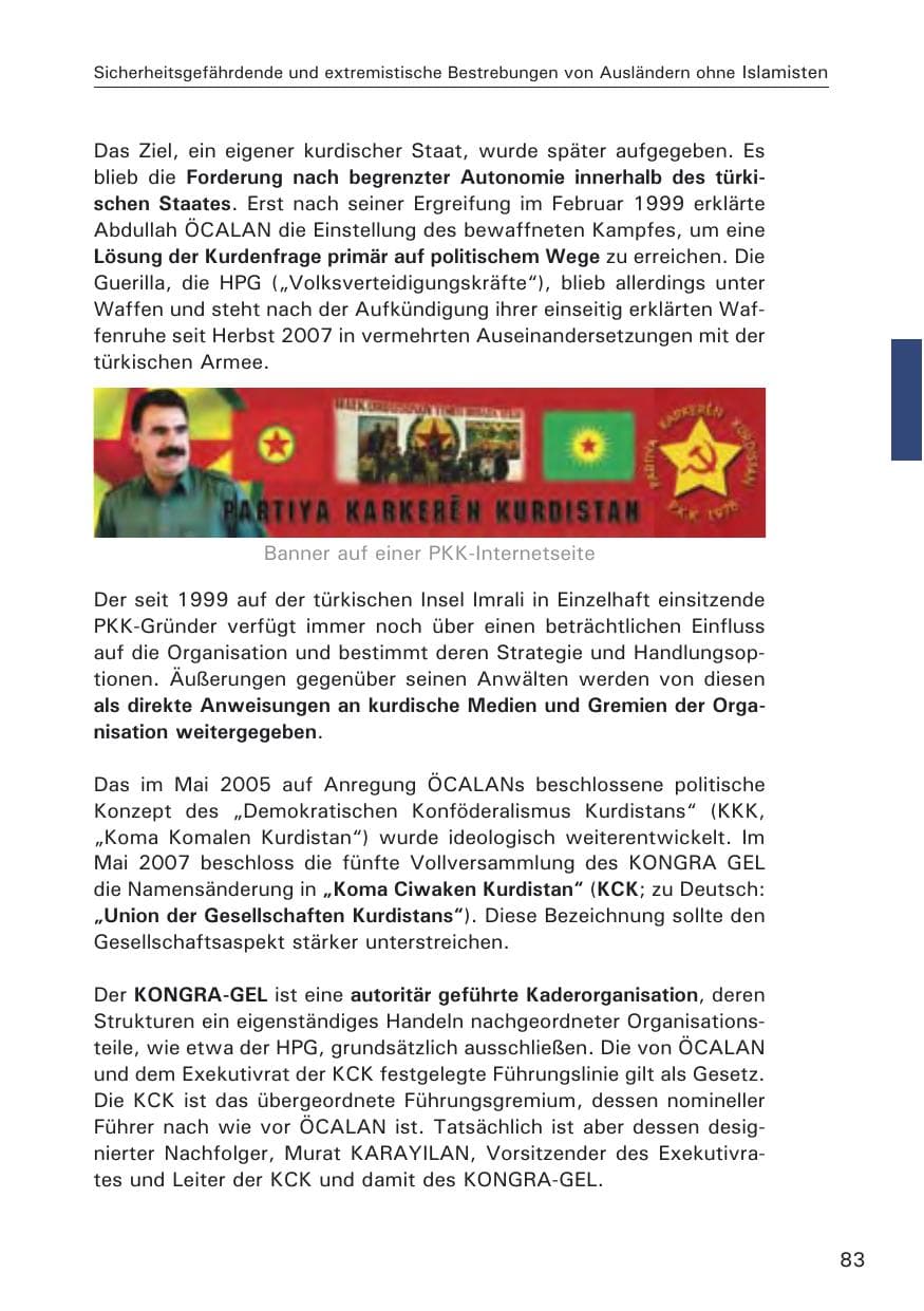 Seite 85 des Verfassungsschutzbericht 2008 Hamburg