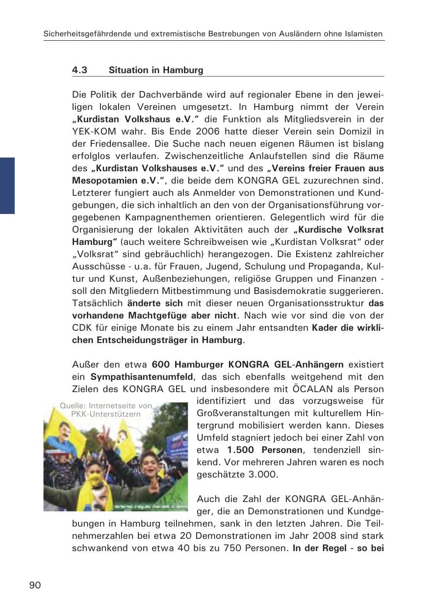 Seite 92 des Verfassungsschutzbericht 2008 Hamburg