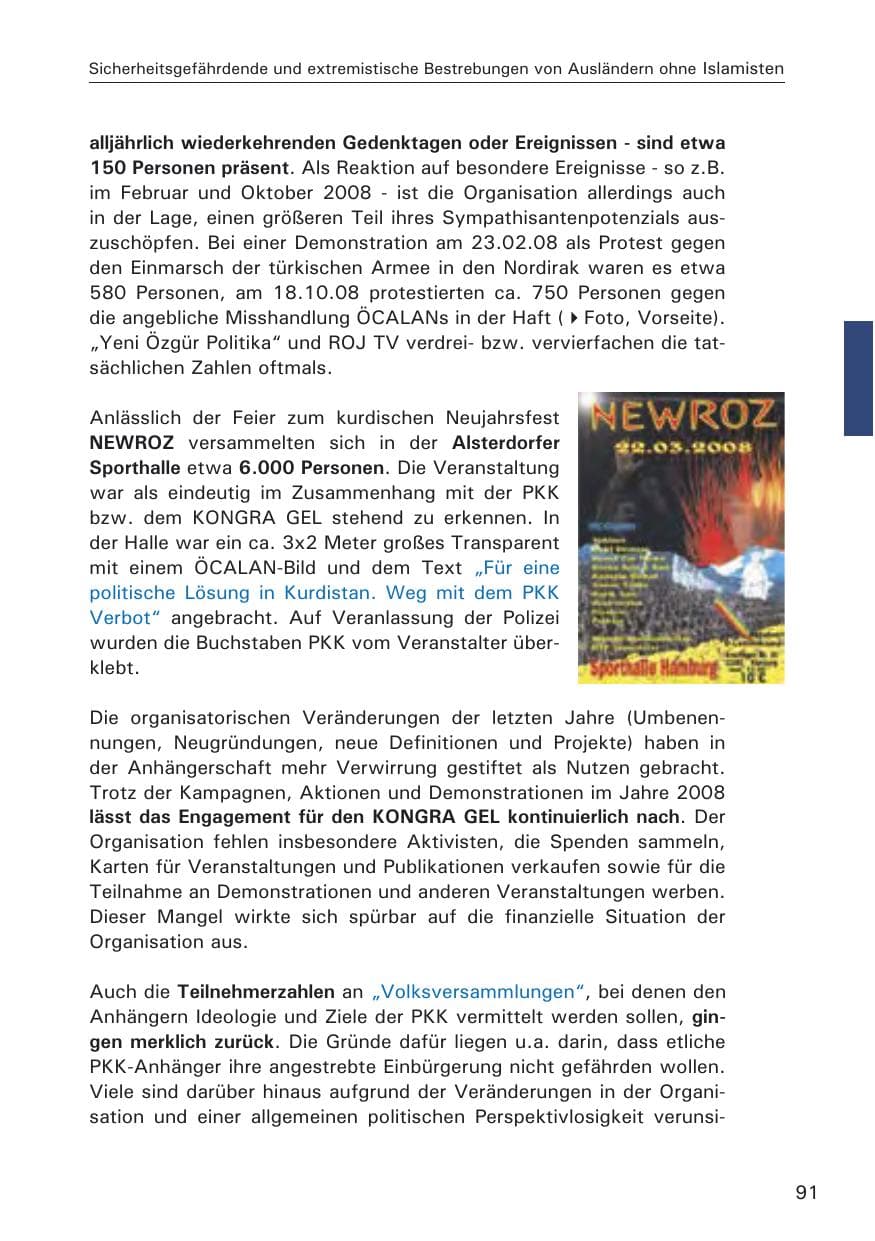 Seite 93 des Verfassungsschutzbericht 2008 Hamburg