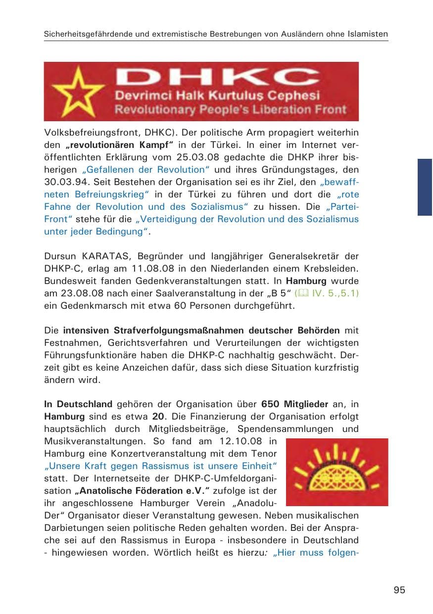 Seite 97 des Verfassungsschutzbericht 2008 Hamburg