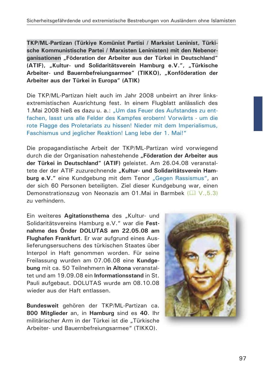 Seite 99 des Verfassungsschutzbericht 2008 Hamburg