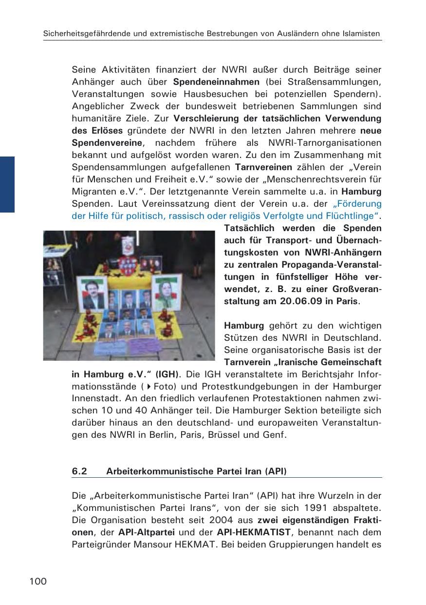 Seite 102 des Verfassungsschutzbericht 2009 Hamburg