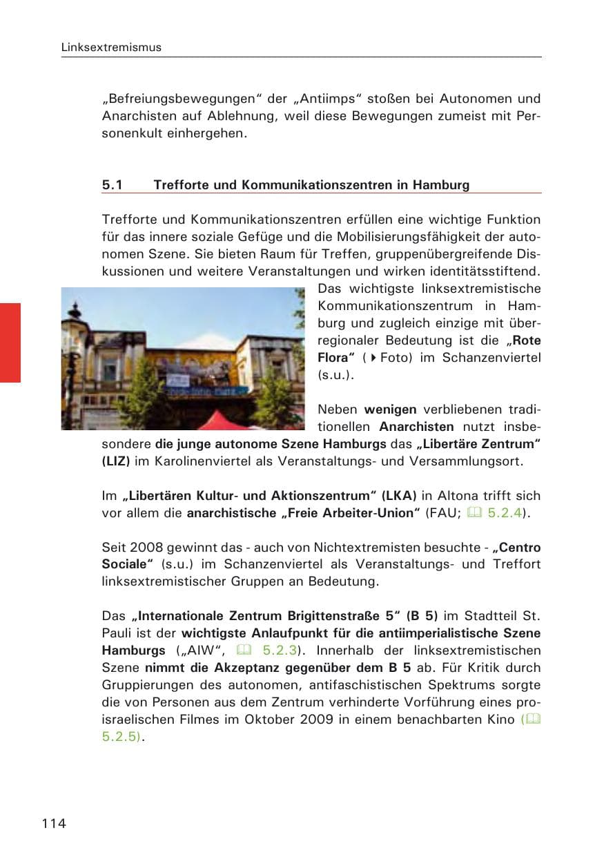 Seite 116 des Verfassungsschutzbericht 2009 Hamburg