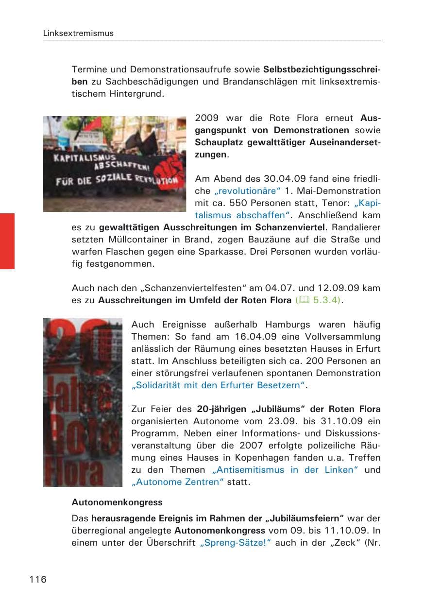 Seite 118 des Verfassungsschutzbericht 2009 Hamburg