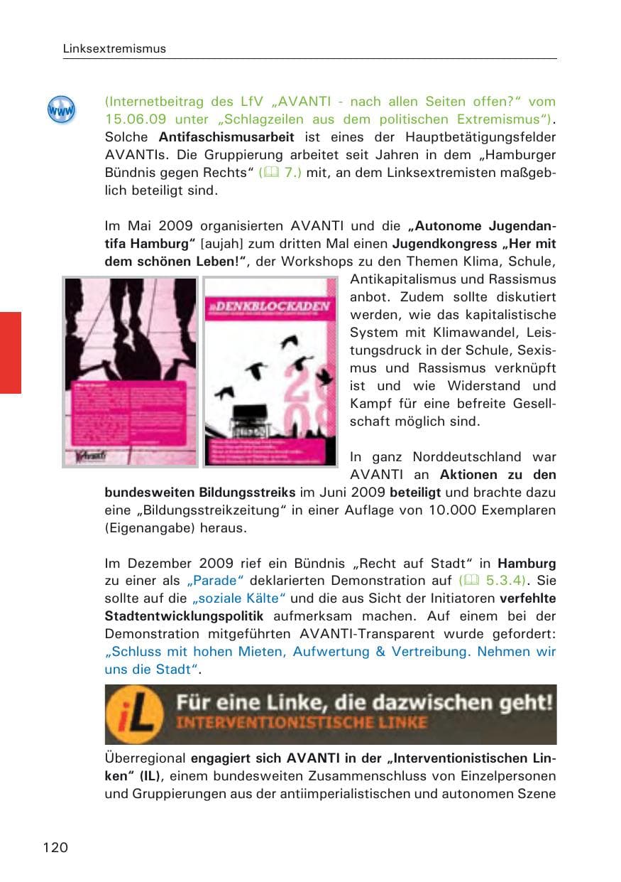 Seite 122 des Verfassungsschutzbericht 2009 Hamburg