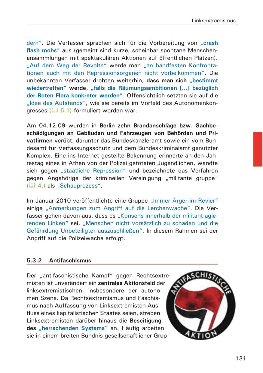 Seite 133 des Verfassungsschutzbericht 2009 Hamburg