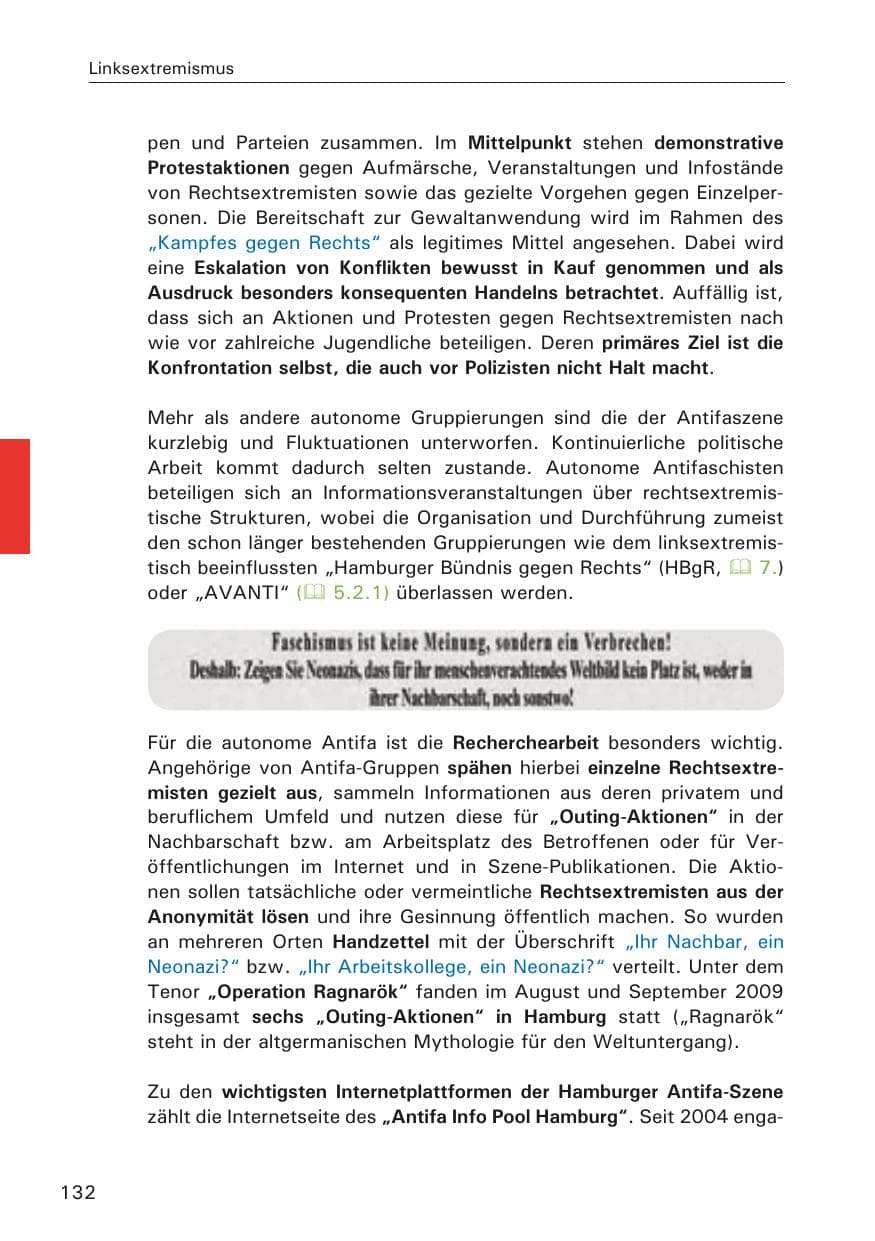Seite 134 des Verfassungsschutzbericht 2009 Hamburg