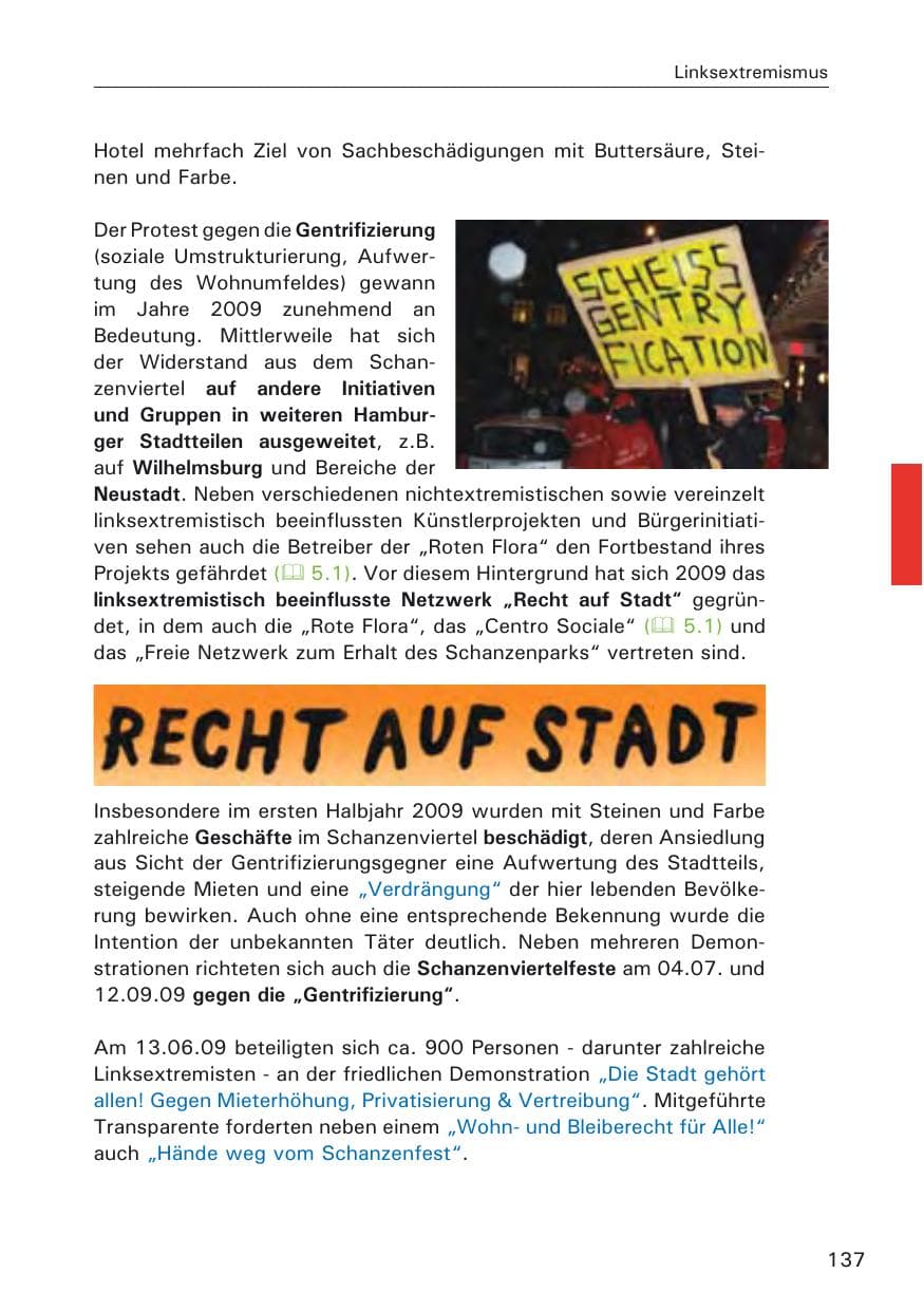 Seite 139 des Verfassungsschutzbericht 2009 Hamburg