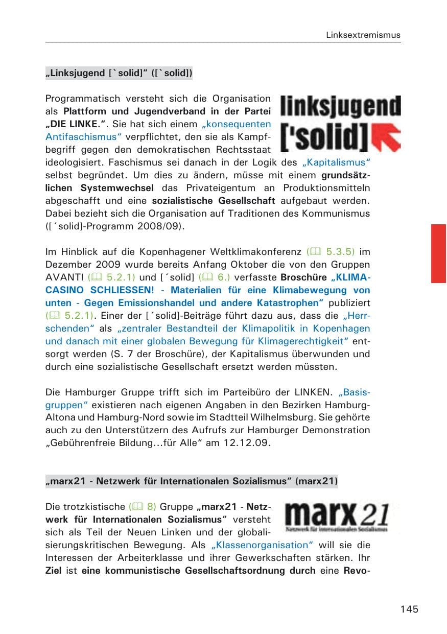 Seite 147 des Verfassungsschutzbericht 2009 Hamburg