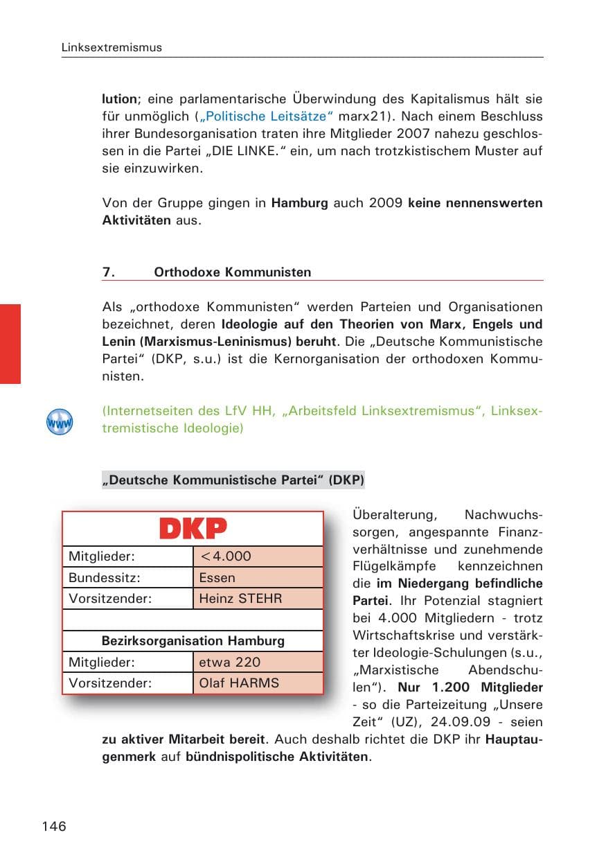 Seite 148 des Verfassungsschutzbericht 2009 Hamburg