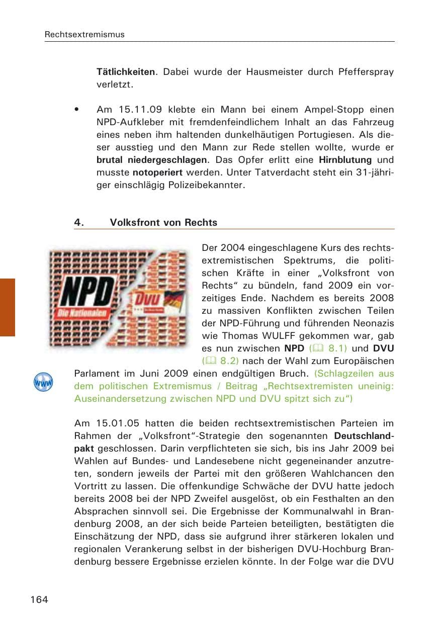 Seite 166 des Verfassungsschutzbericht 2009 Hamburg
