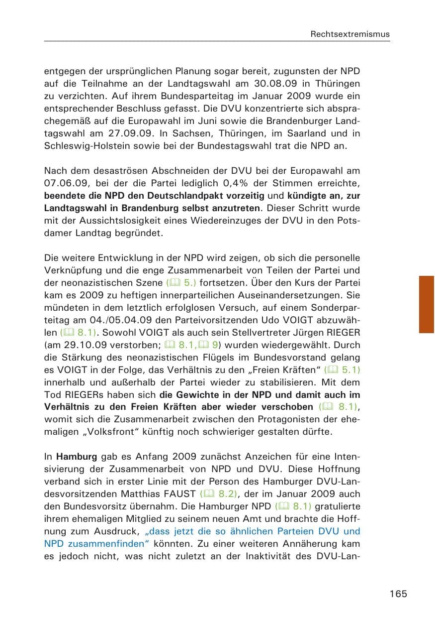 Seite 167 des Verfassungsschutzbericht 2009 Hamburg