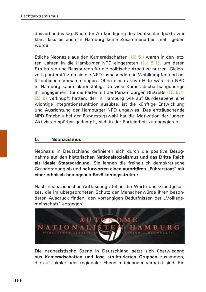 Seite 168 des Verfassungsschutzbericht 2009 Hamburg