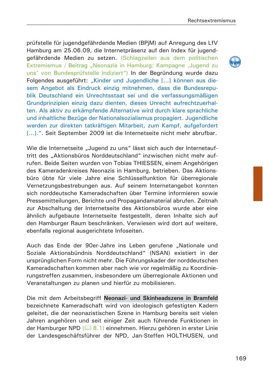 Seite 171 des Verfassungsschutzbericht 2009 Hamburg