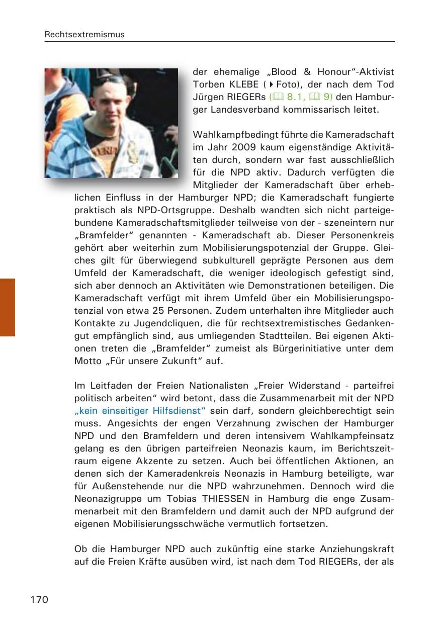 Seite 172 des Verfassungsschutzbericht 2009 Hamburg